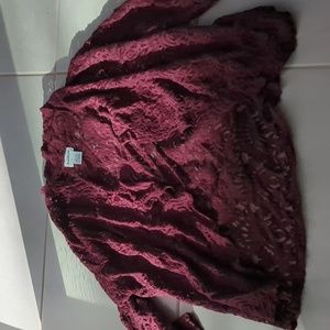 Burgundy lace cardigan